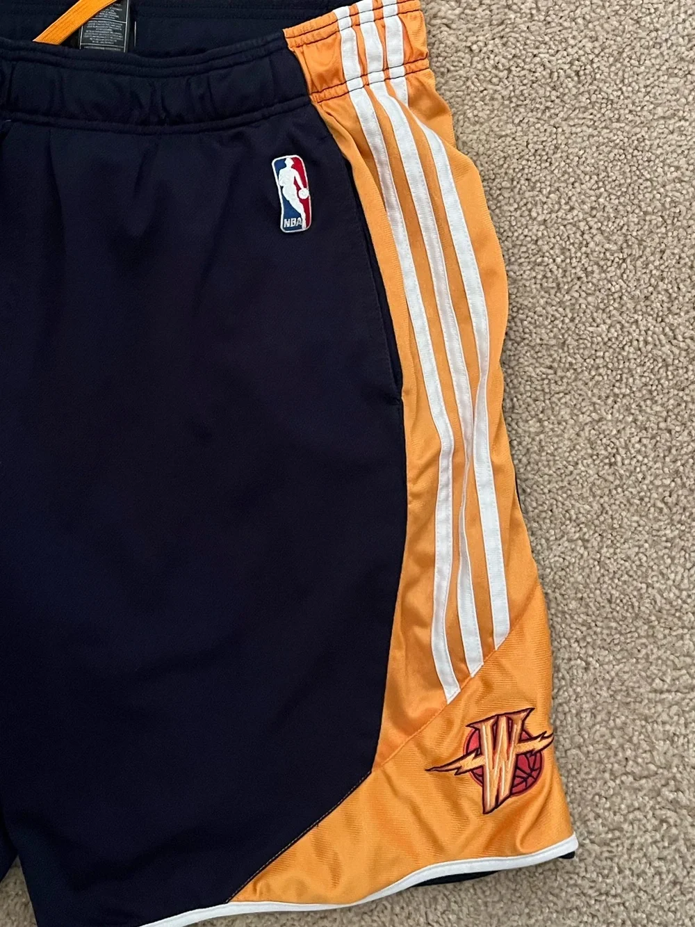 adidas Golden State Warriors Basketball Shorts SZ Large Y2K Lightning Bol